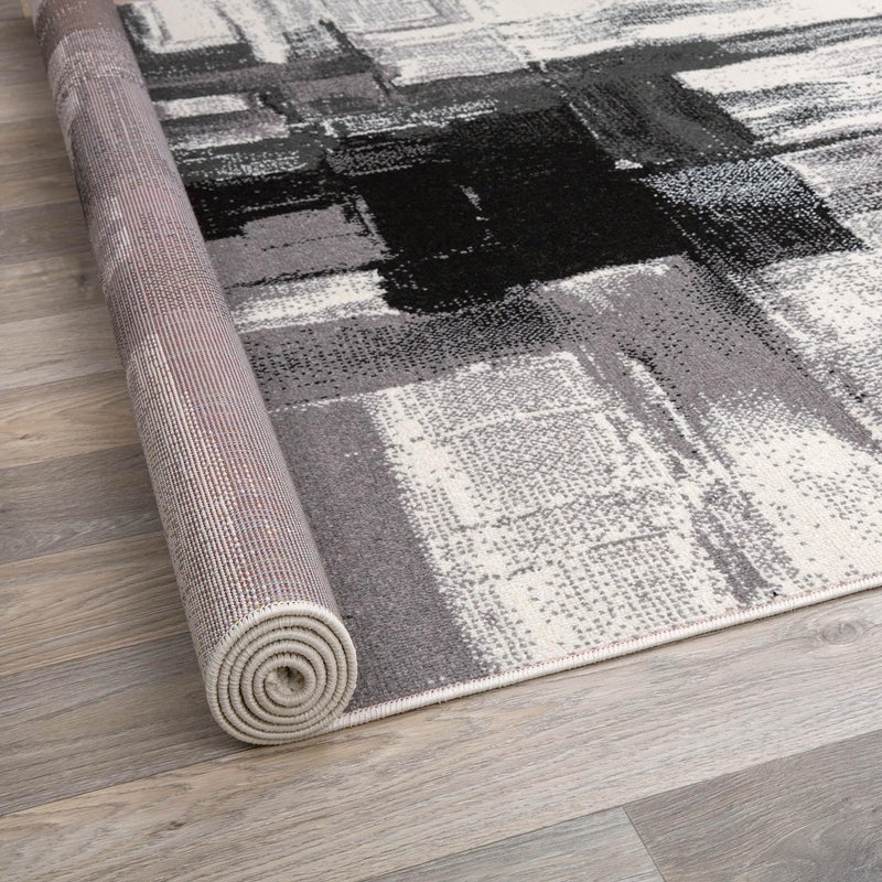 Rugshop Black Modern Abstract Area Rug â€” Non-Shedding for Bedroom, Home Office and Entryway 3' x 5' - Image 3
